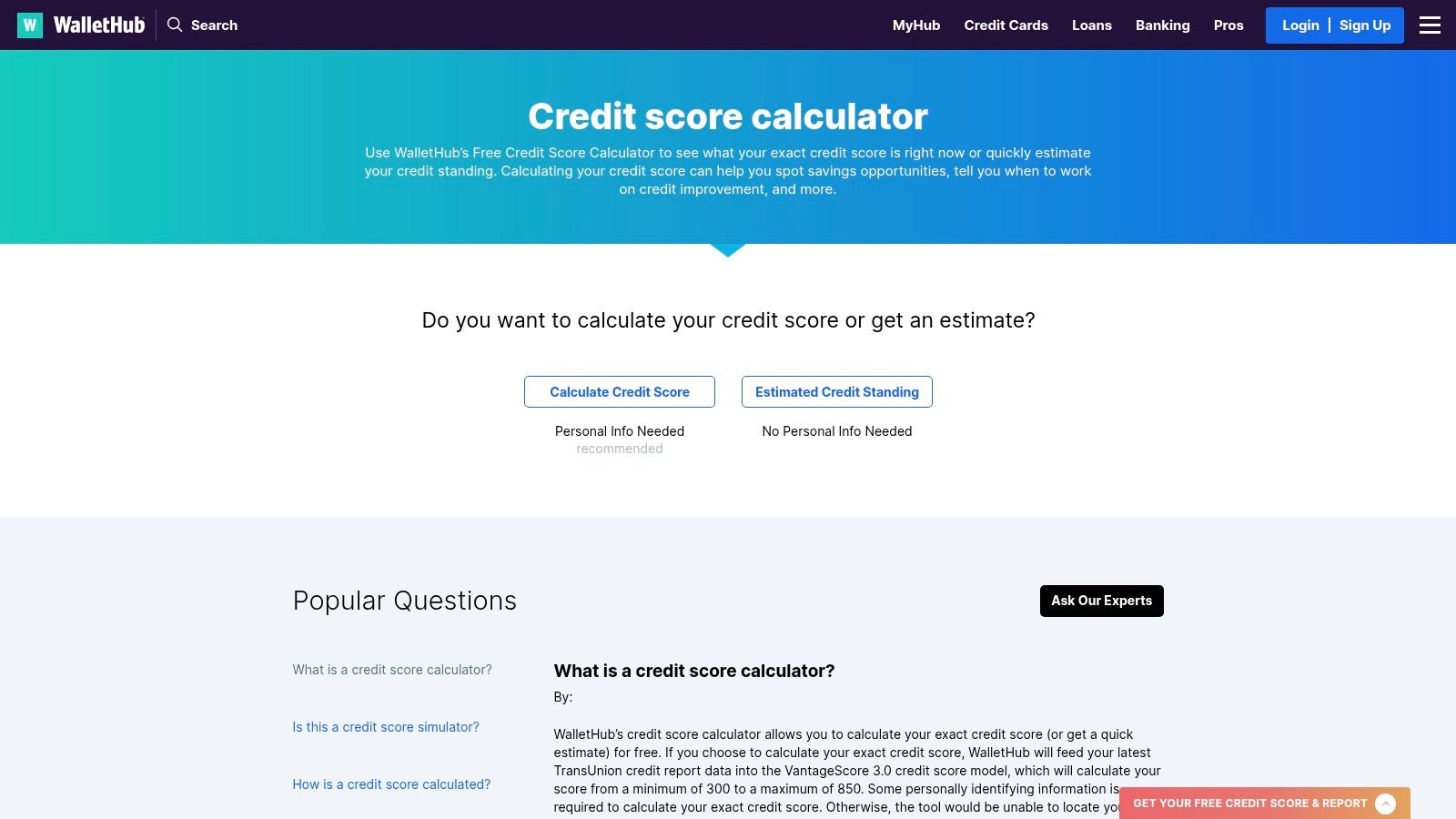 WalletHub Credit Score Simulator
